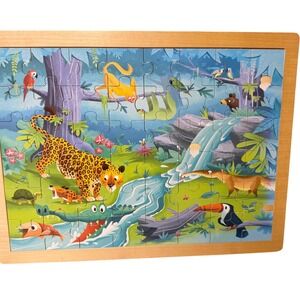 Jungle Animals Wooden Tray Puzzle Kids One Size Multicolor 48 Piece